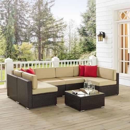 Crosley  KO70146-BR Sea Island 7-Piece Wicker Sectional Set
