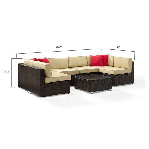 Crosley  KO70146-BR Sea Island 7-Piece Wicker Sectional Set