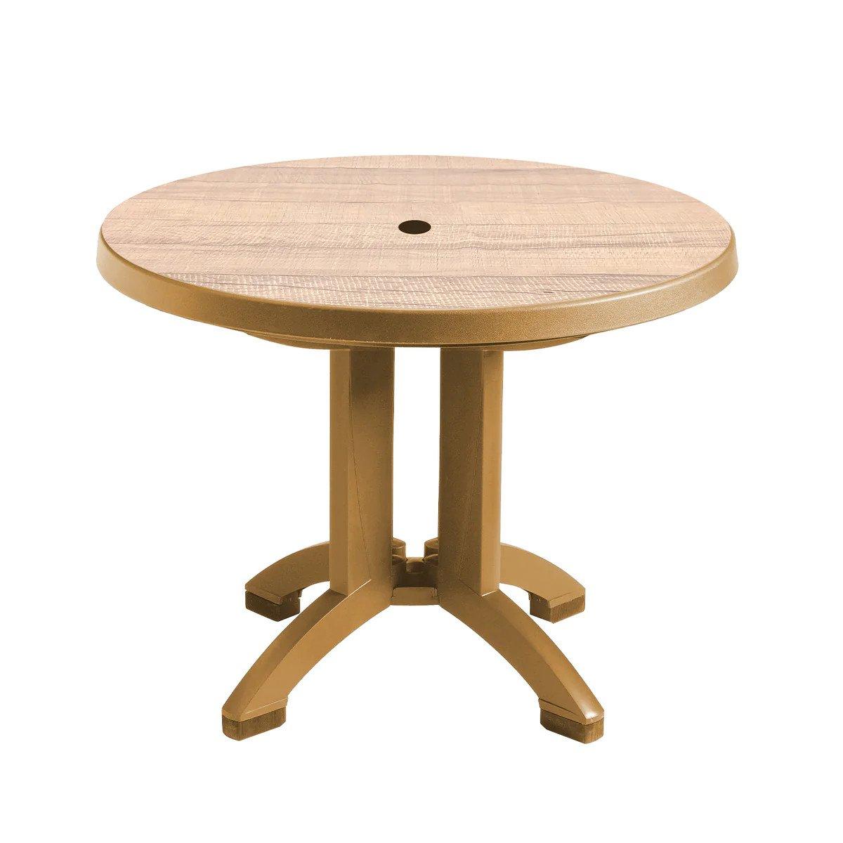 Grosfillex  Aquaba 38 Round Resin Table Sawcut