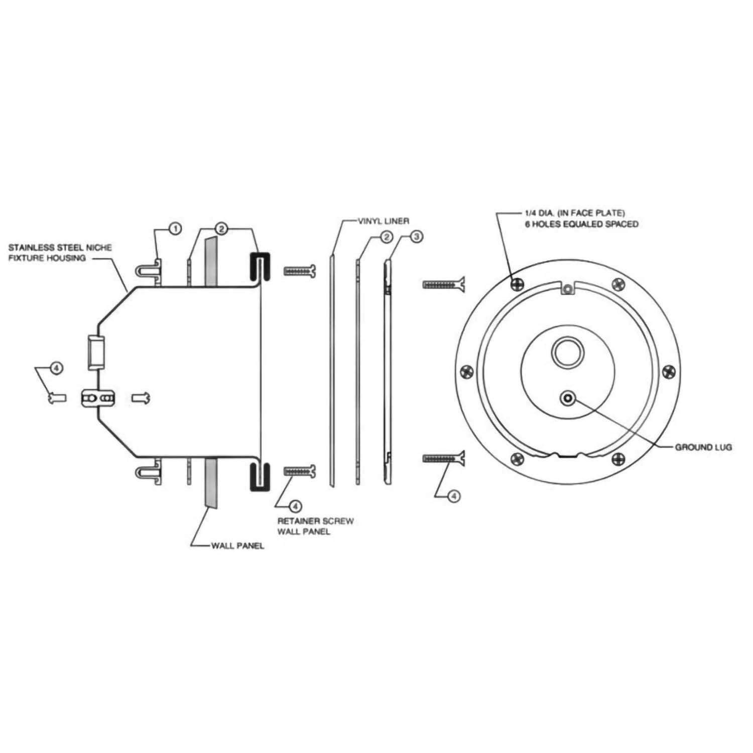 Pentair Small Stainless Steel Light Niche Parts