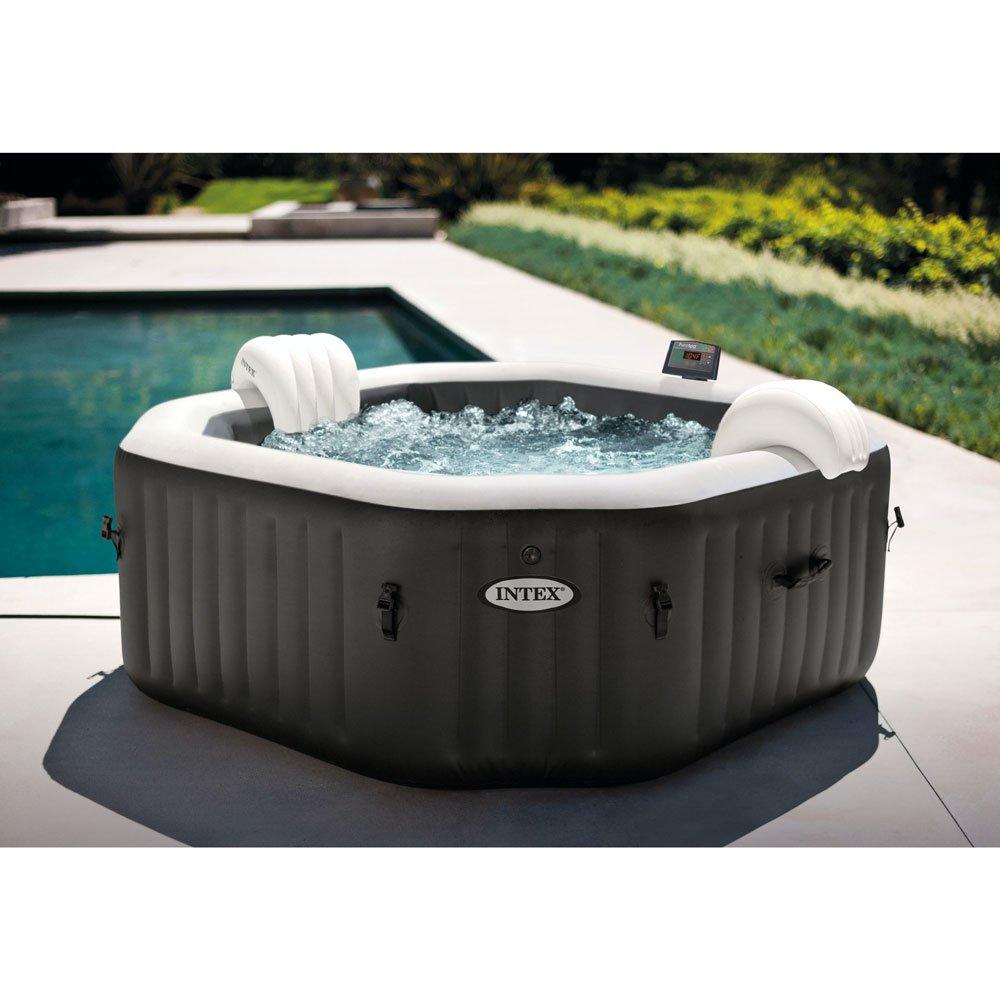 Intex  79 X 28 PureSpa Jet and Bubble Deluxe Inflatable Hot Tub Set with Energy Efficient Cover 4-Person