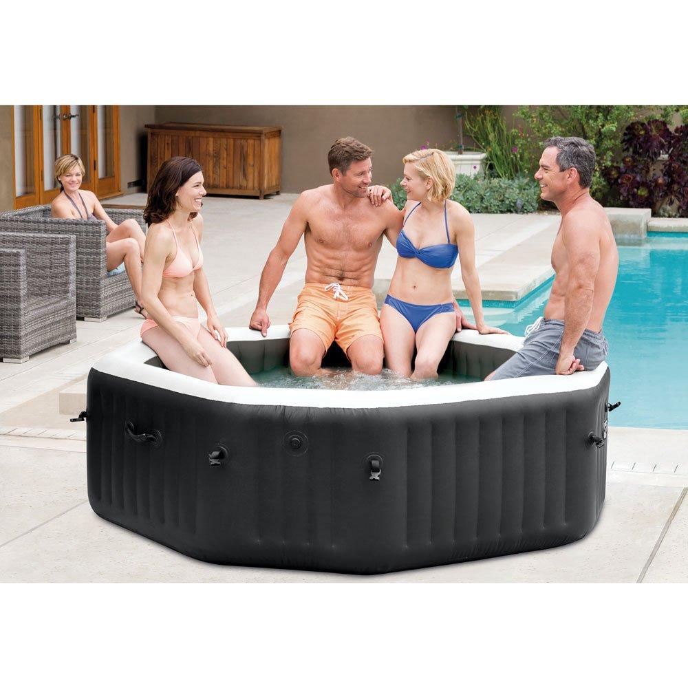 Intex  79 X 28 PureSpa Jet and Bubble Deluxe Inflatable Hot Tub Set with Energy Efficient Cover 4-Person