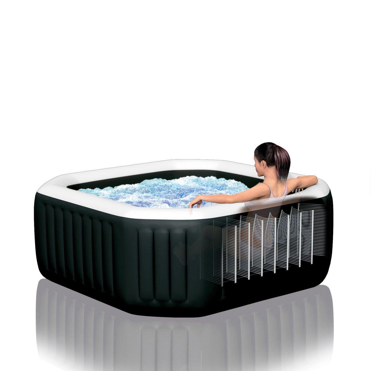 Intex  79 X 28 PureSpa Jet and Bubble Deluxe Inflatable Hot Tub Set with Energy Efficient Cover 4-Person
