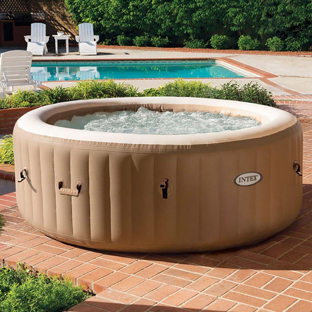 Intex  77 X 28 PureSpa Bubble Massage 4 Person Inflatable Spa Set with Insulated Cover Tan