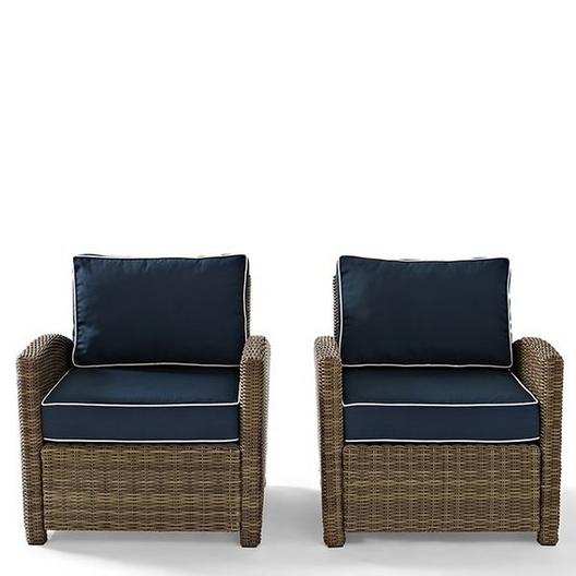 Crosley  Bradenton 2-Piece Wicker Conversation Set with Two Arm Chairs and Cushions