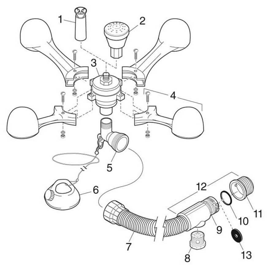 Inlet/Outlet Fittings Wall  Floor Polaris WaterStars Parts Breakdown