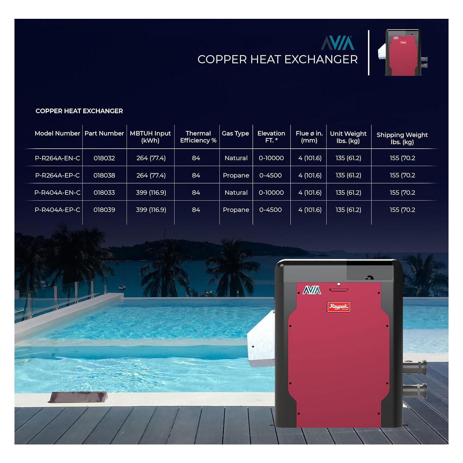 AVIA P-R404A-EN-C Natural Gas Pool Heater