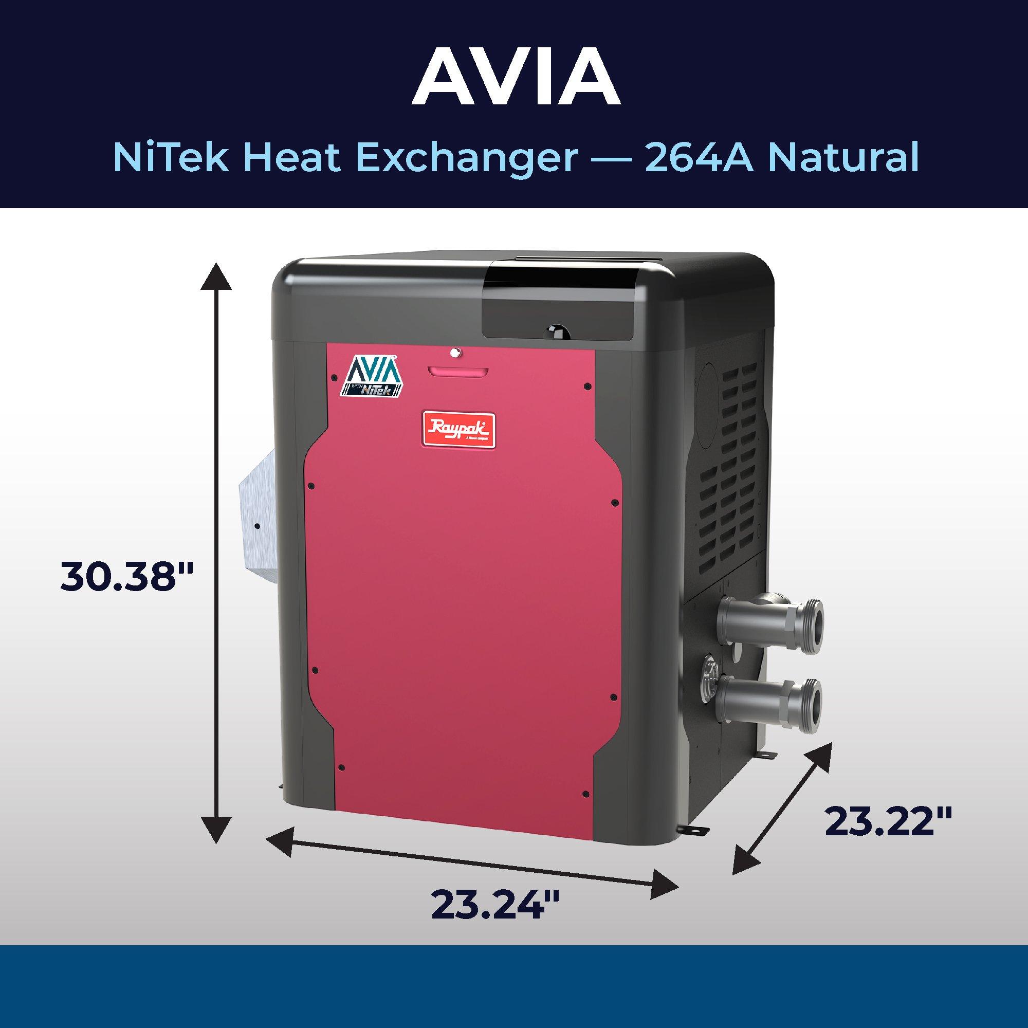 AVIA HD P-R264A-EN-N Natural Gas Pool Heater with NiTek Heat Exchanger