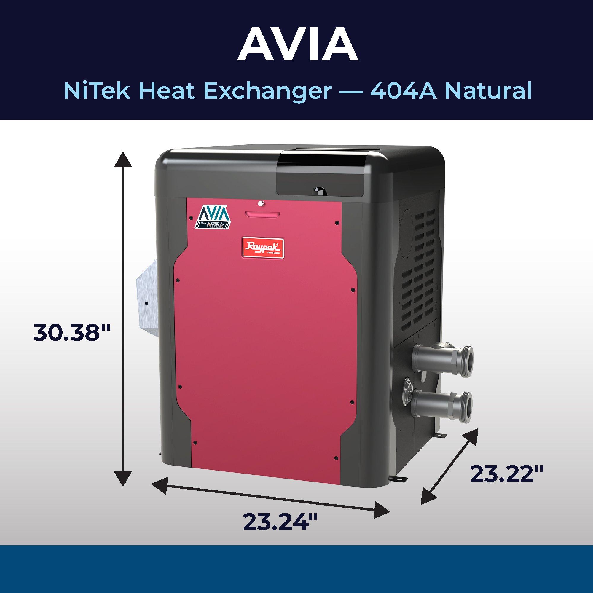 AVIA HD P-R404A-EN-N Natural Gas Pool Heater with NiTek Heat Exchanger
