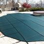 Pro SunBlocker Mesh 16' x 32' Rectangle Safety Cover with 4' x 8' Center End Step, Green