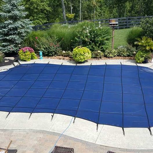 Leslie's  Pro SunBlocker Mesh 18 x 36 Rectangle Safety Cover with 4 x 8 Center End Step Blue