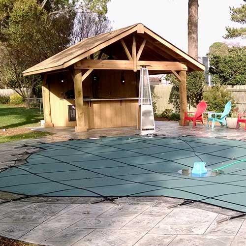 Leslie's  Pro Supreme Solid 16 x 34 Rectangle Safety Cover with Kleen Screen and Sure-Flo Full Length Drain Green