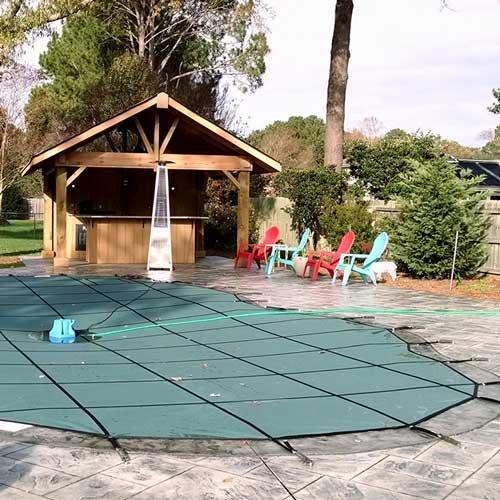 Pro Supreme Solid 20' x 40' Rectangle with 4' x 8' Center End Step Safety Cover with Kleen Screen Drain, Green