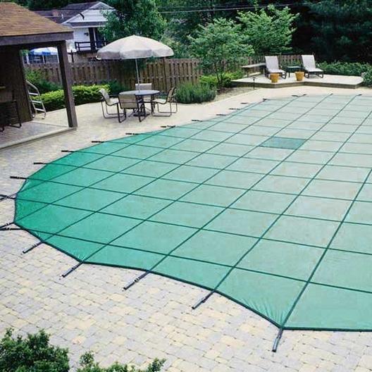 Leslie's  Pro Solid 18 x 36 Rectangle Safety Cover with 4 x 8 Center End Step Green