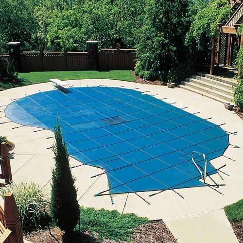 Leslie S Pro Solid 14 X 28 Rectangle Safety Cover Blue Leslie S Pool Supplies