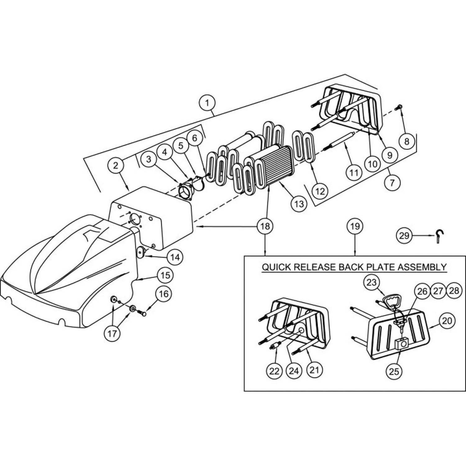 Aqua Vac Shark 2 Hood Filter Assemblies Part Schematic