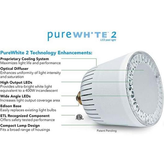 J&J Electronics  PureWhite 2 LED 12V 40W White LED Pool and Spa Light Fixture