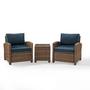 Bradenton 3-Piece Wicker Conversation Set with Two Arm Chairs and a Side Table
