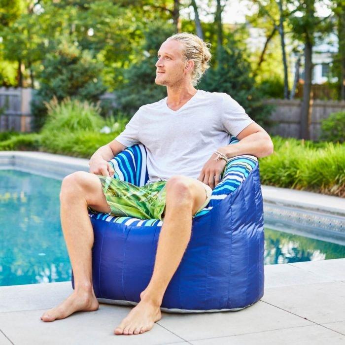 Outdoor Lumin Chair, Cozumel Stripe and Navy