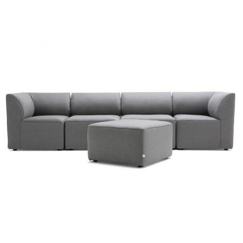 Mobilite 5-Piece Outdoor Sectional, Cast Slate