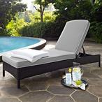 Crosley  Palm Harbor Wicker Chaise Lounge with Gray Cushions