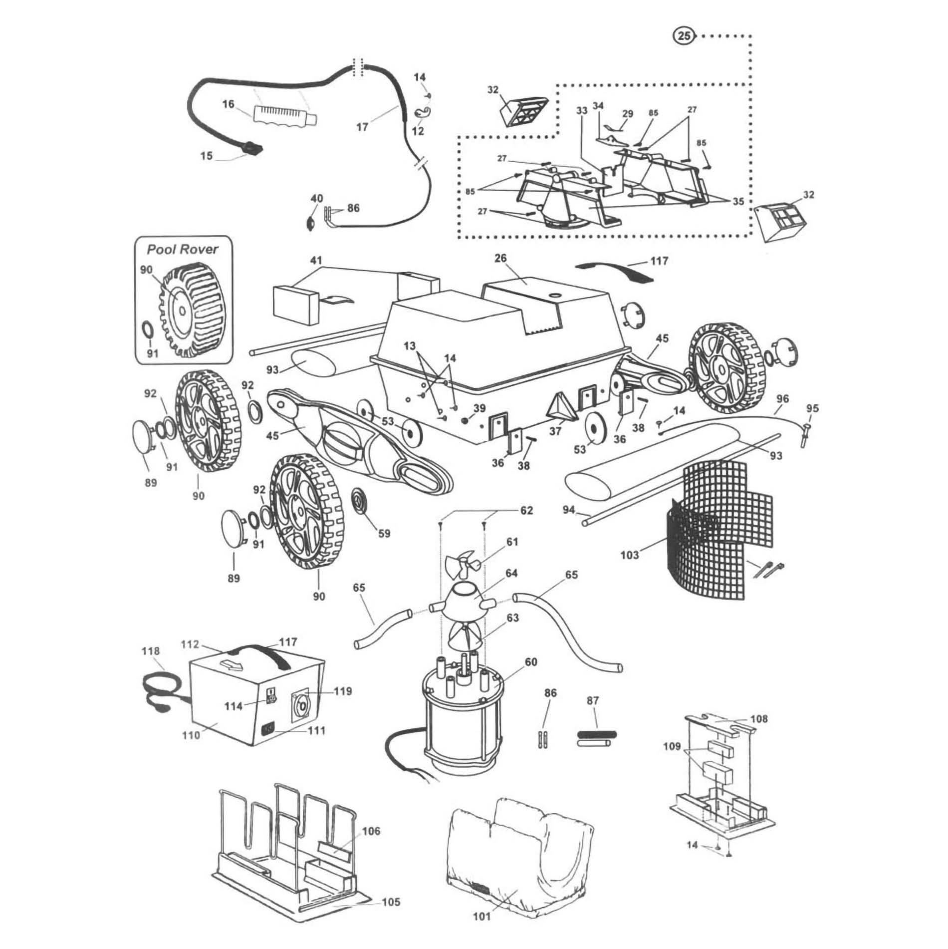 Aqua Products Pool Rover, Pool Rover Jr., Pool Rover Plus Pool Cleaner Parts