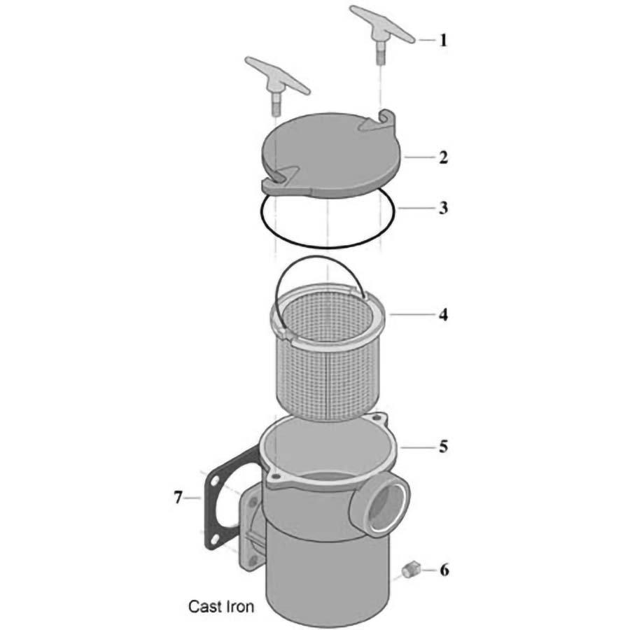 Sta-Rite Cast Iron Pump Hair  Lint Pot Pump Part Schematic