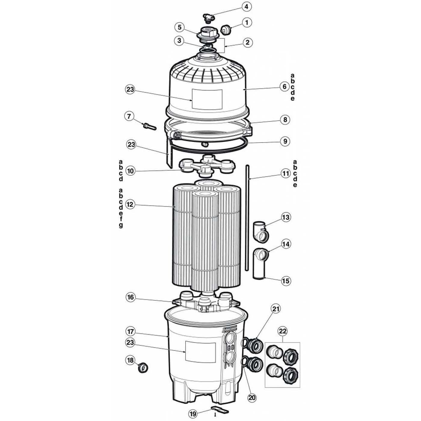 Hayward SwimClear Models C2025C3025C4025C5025 Cartridge Filter Parts