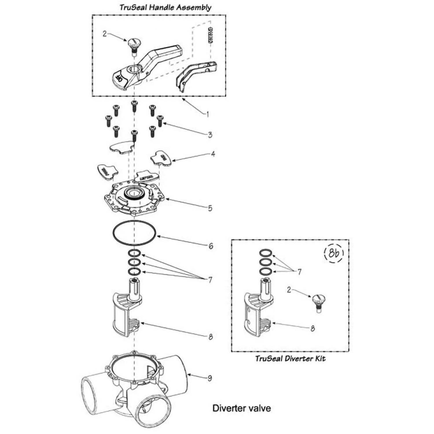 Waterway Truseal Diverter Valve Parts