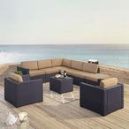Crosley  Biscayne 7-Piece Wicker Set with Two Loveseats Two Arm Chairs One Armless Chair Coffee Table and Ottoman