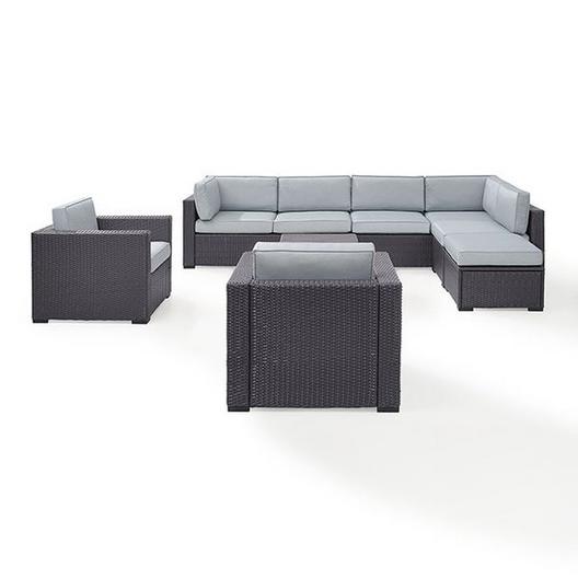 Crosley  Biscayne White 7-Piece Wicker Set with Two Loveseats Two Arm Chairs One Armless Chair Coffee Table and Ottoman