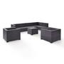 Biscayne 7-Piece Wicker Set with Two Loveseats, Two Arm Chairs, One Armless Chair, Coffee Table and Ottoman