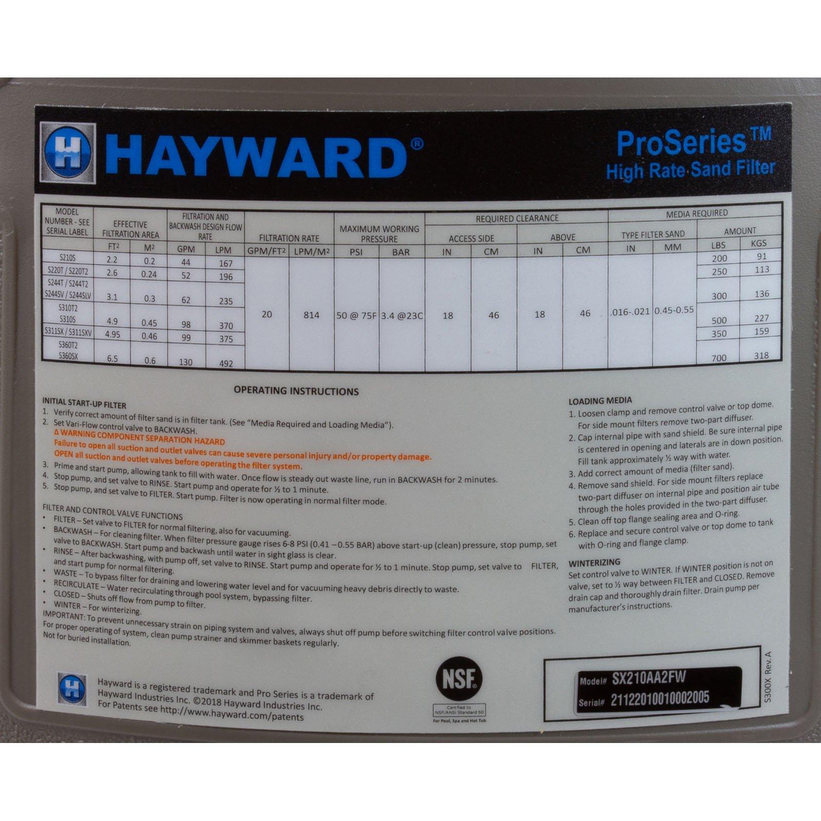 Hayward  Filter Tank S-210S
