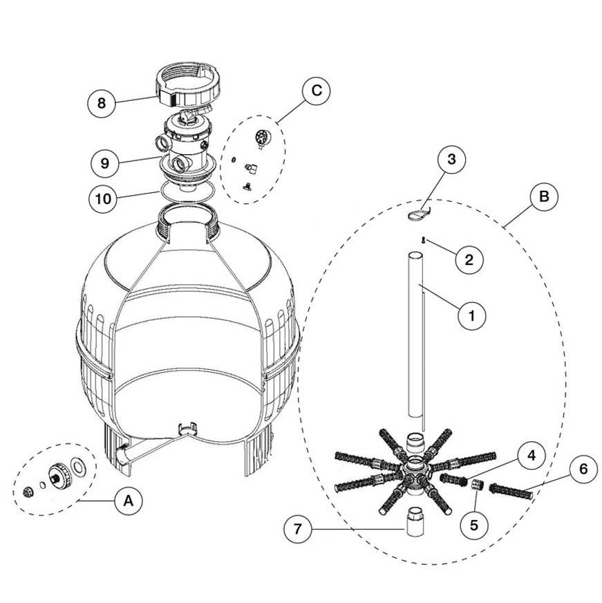 Astral Cantabric 30": Top Mount 1-1/2" Connexion Part Schematic