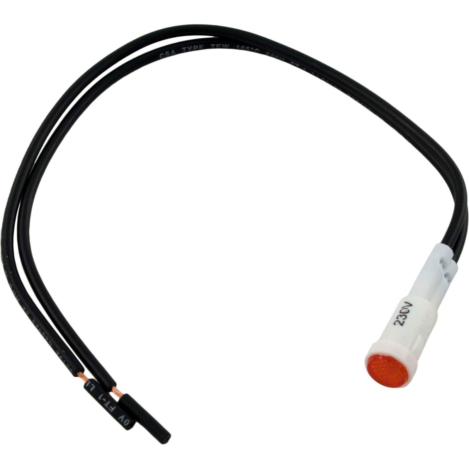 Indicator Light, 230v, 1/4 Hole Size, Push Thru, Red