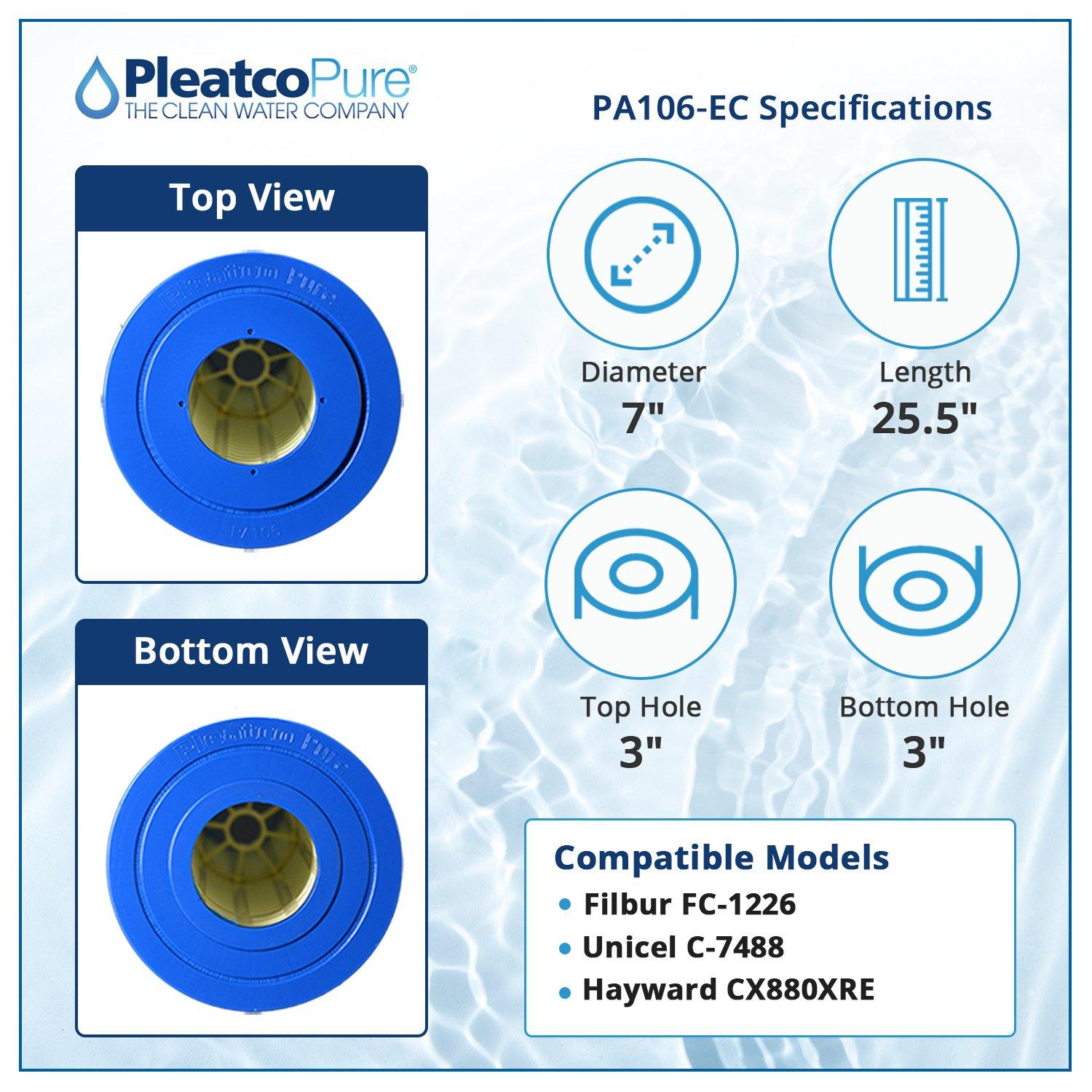PA106-EC Pool Filter Cartridge Replacement for Unicel: C-7488, Filbur: FC-1226, OEM Part Numbers: CX880XRE