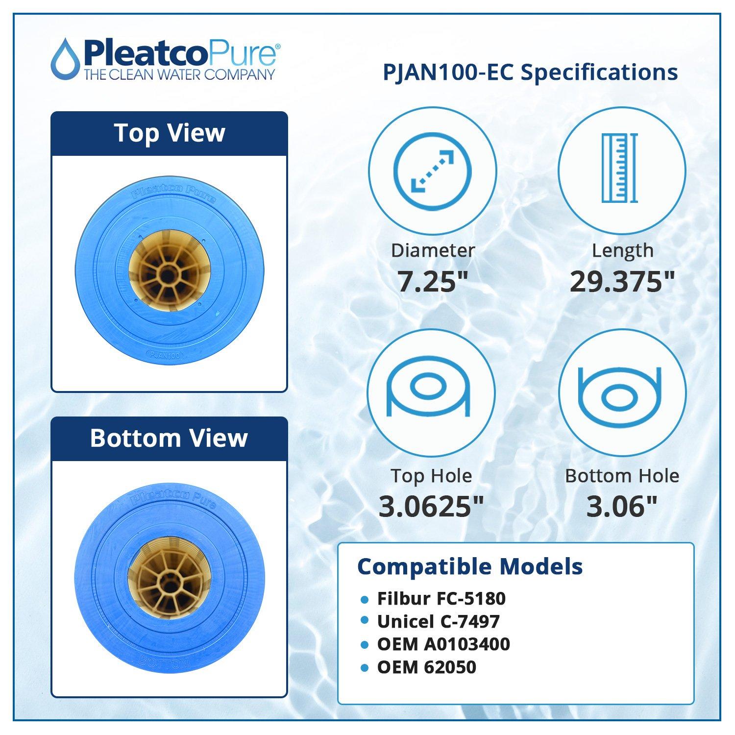 PJAN100-EC Pool Filter Cartridge Replacement for Unicel: C-7497, Filbur: FC-5180, OEM Part Numbers: A0103400, 62050