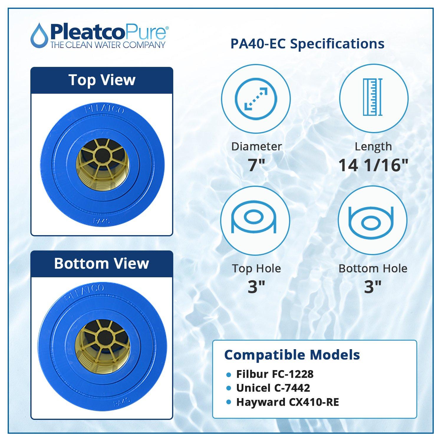 PA40-EC Pool Filter Cartridge Replacement for Unicel: C-7442, Filbur: FC-1228, OEM Part Numbers: CX410-RE