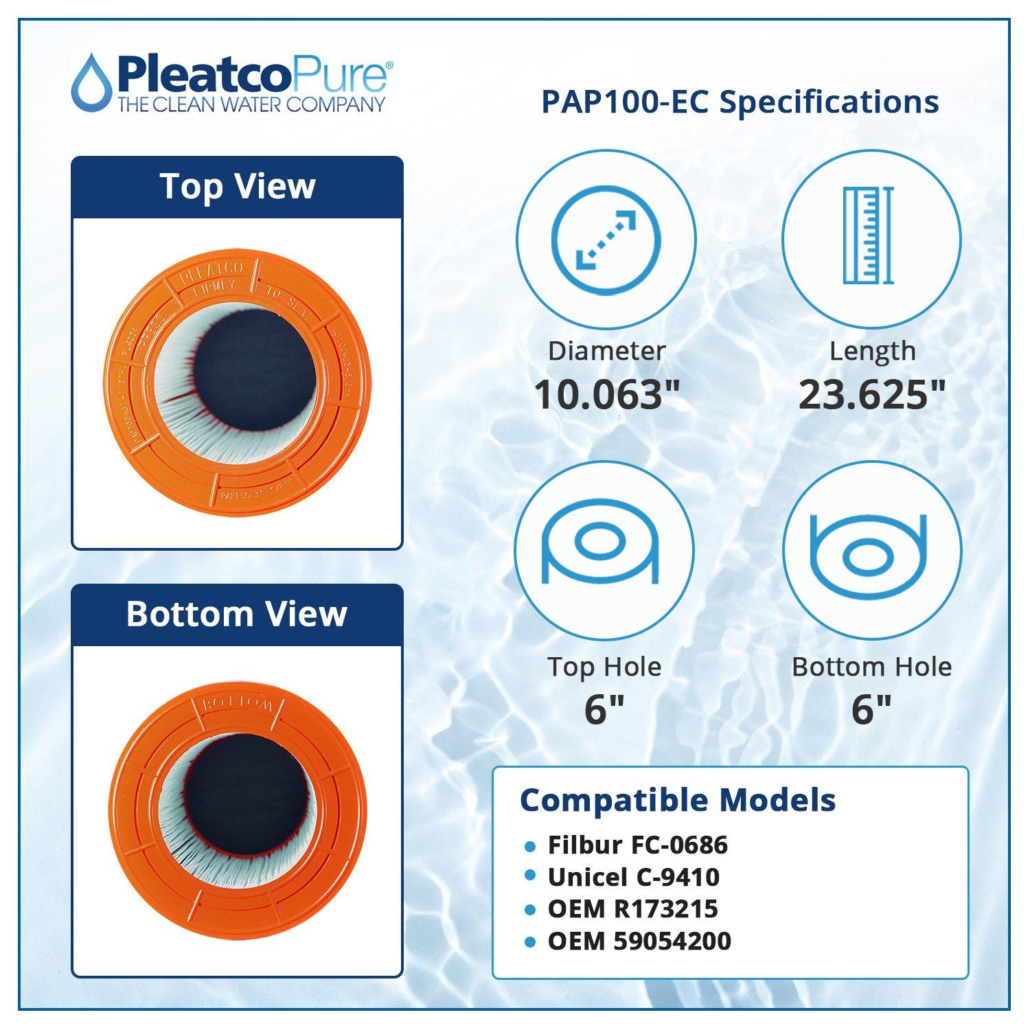 PAP100-EC Pool Filter Cartridge Replacement for Unicel: C-9410, Filbur: FC-0686, OEM Part Numbers: R173215, 59054200