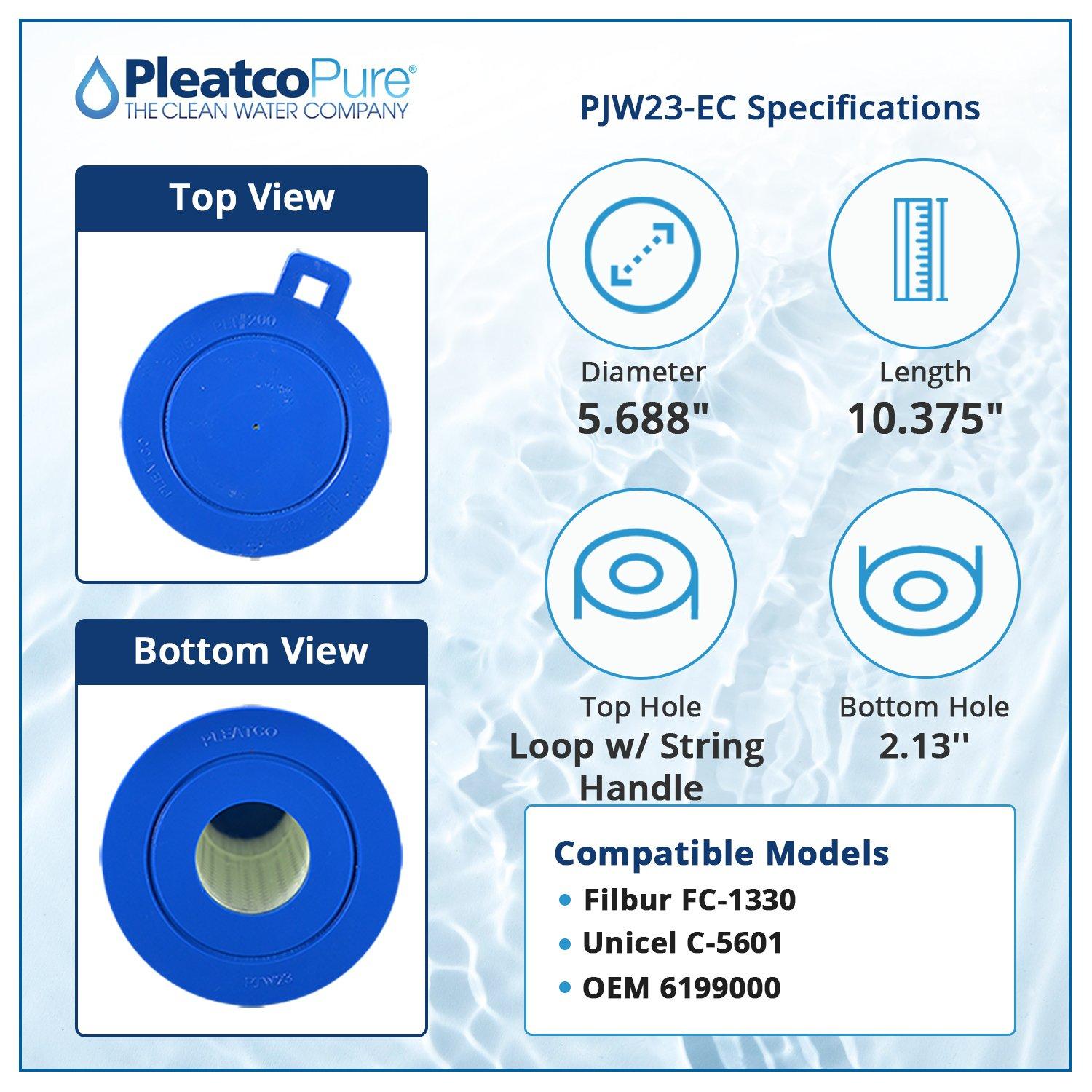 Pleatco  PJW23-EC Spa Filter Cartridge Replacement for Unicel C-5601 Filbur FC-1330 OEM Part Numbers 6199000