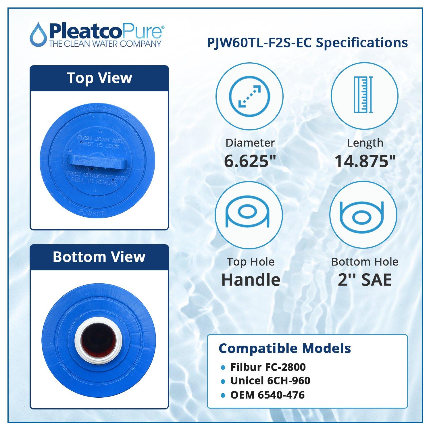 PJW60TL-F2S-EC Spa Filter Cartridge Replacement for Unicel: 6CH-960, Filbur: FC-2800, OEM Part Numbers: 6540-476