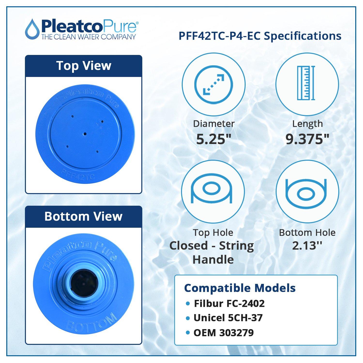 Pleatco  Pleatco PFF42TC-P4-EC Spa Filter Cartridge Replacement for Unicel 5CH-37 Filbur FC-2402 OEM Part Numbers 303279