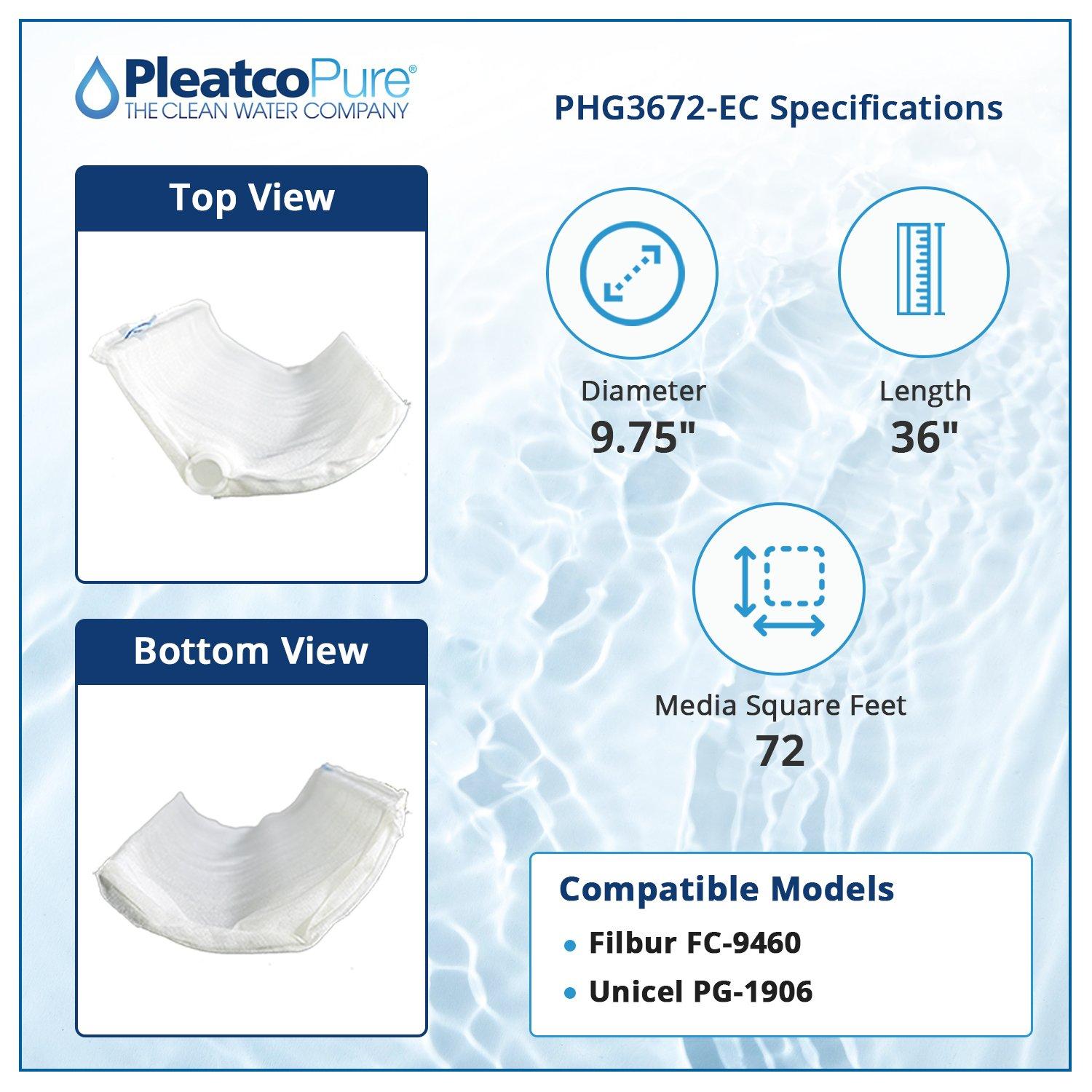 PHG3672-EC DE Grid Filter Replacement for Unicel: PG-1906, Filbur: FC-9460
