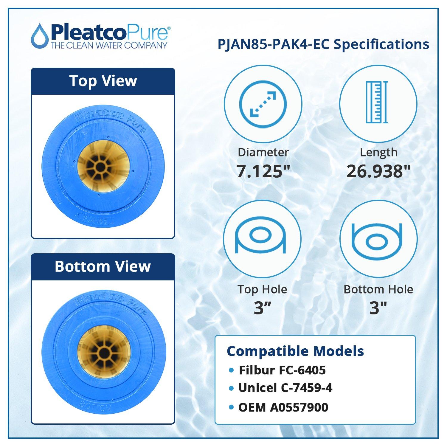 Pleatco PJAN85-PAK4-EC Pool Filter Cartridge Replacement for