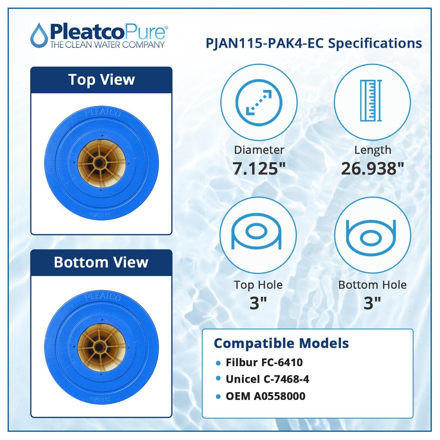 Pleatco PJAN115-PAK4-EC Pool Filter Cartridge Replacement