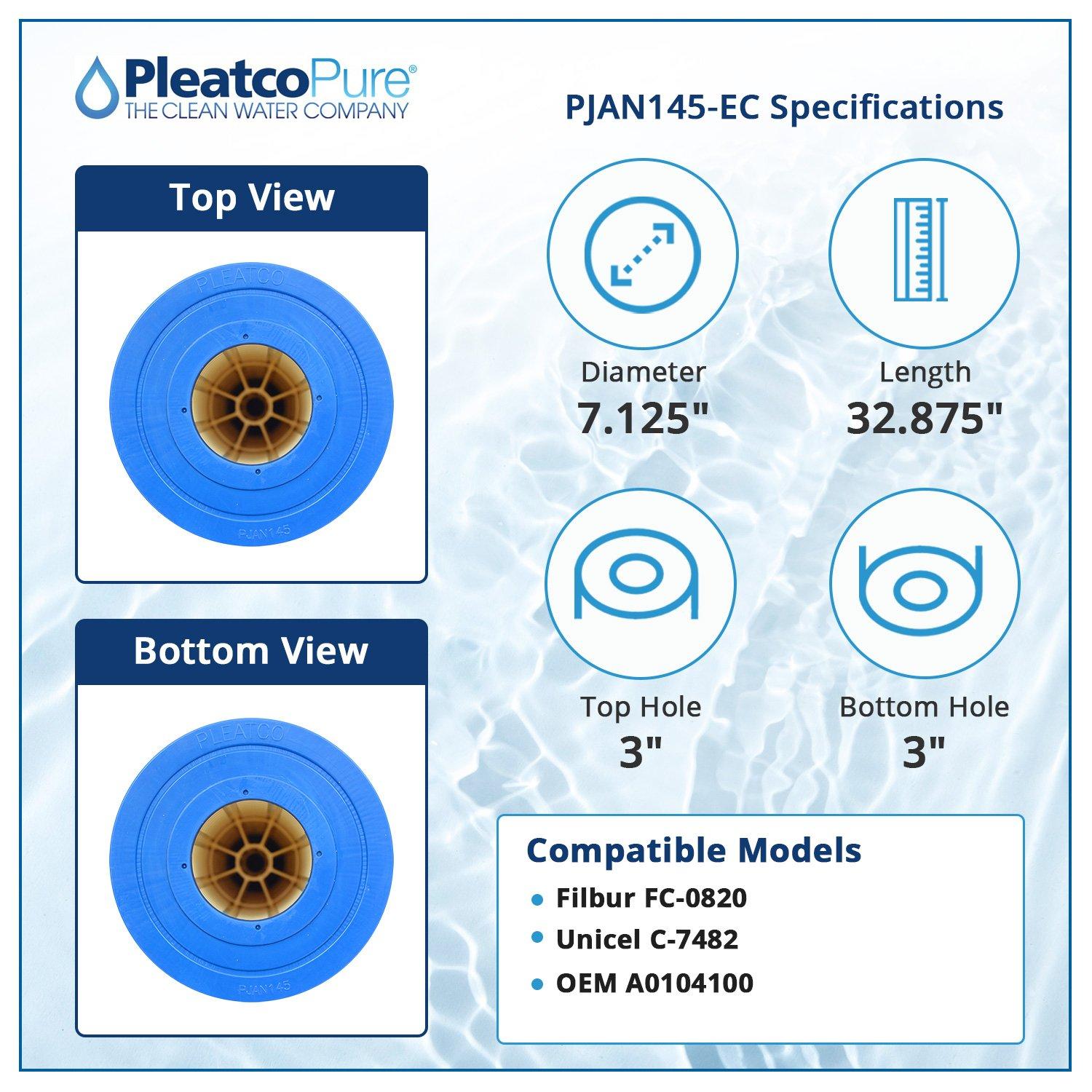 PJAN145-EC Pool Filter Cartridge Replacement for Unicel: C-7482, Filbur: FC-0820, OEM Part Numbers: A0104100