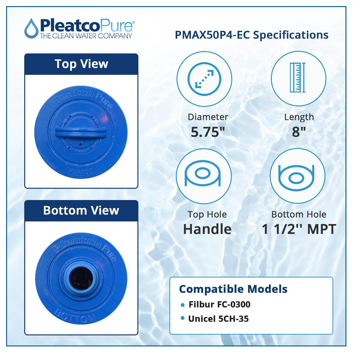 Pleatco PMAX50P4-EC Filter Cartridge Replacement for Unicel: 5CH-35, Filbur: FC-0300, OEM Applications Maax Spas of AZ