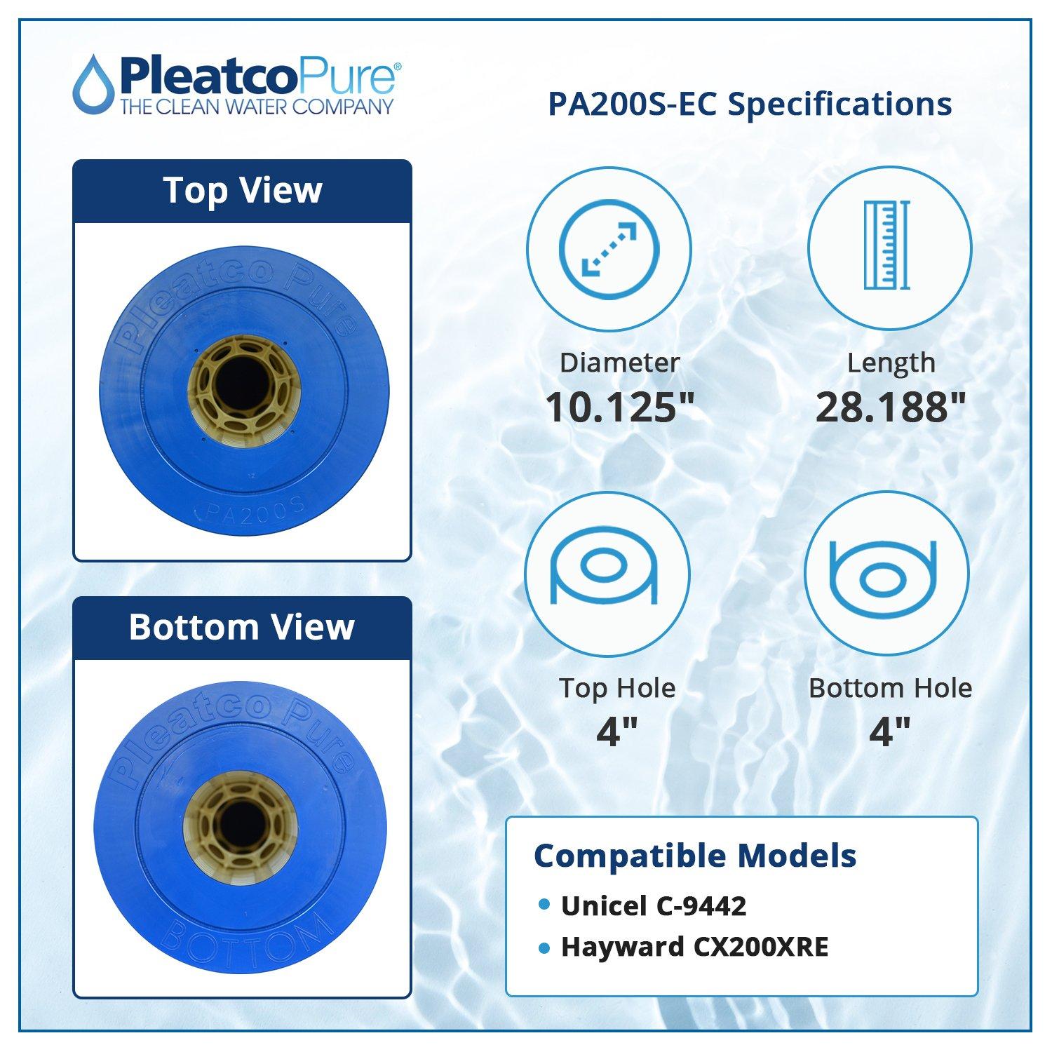 Pleatco  PA200S-EC Pool Filter Cartridge Replacement for Unicel C-9442 OEM Part Numbers CX200XRE