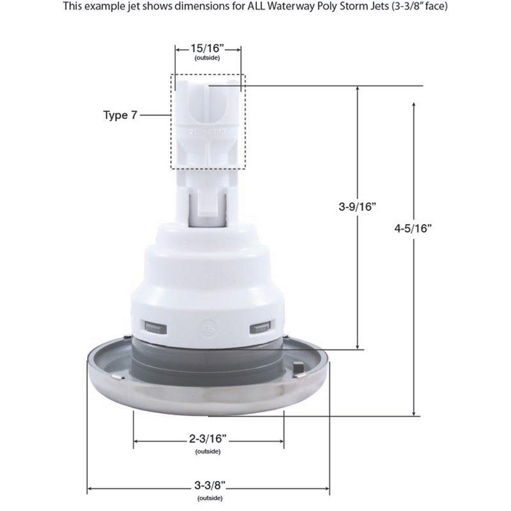 Waterway  Jet Internal Poly Storm Directional 3-3/8 inch diameter Textured Face Gray