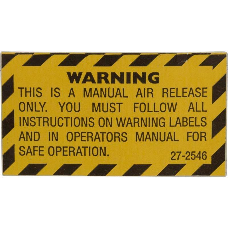 Pentair  Label Warning